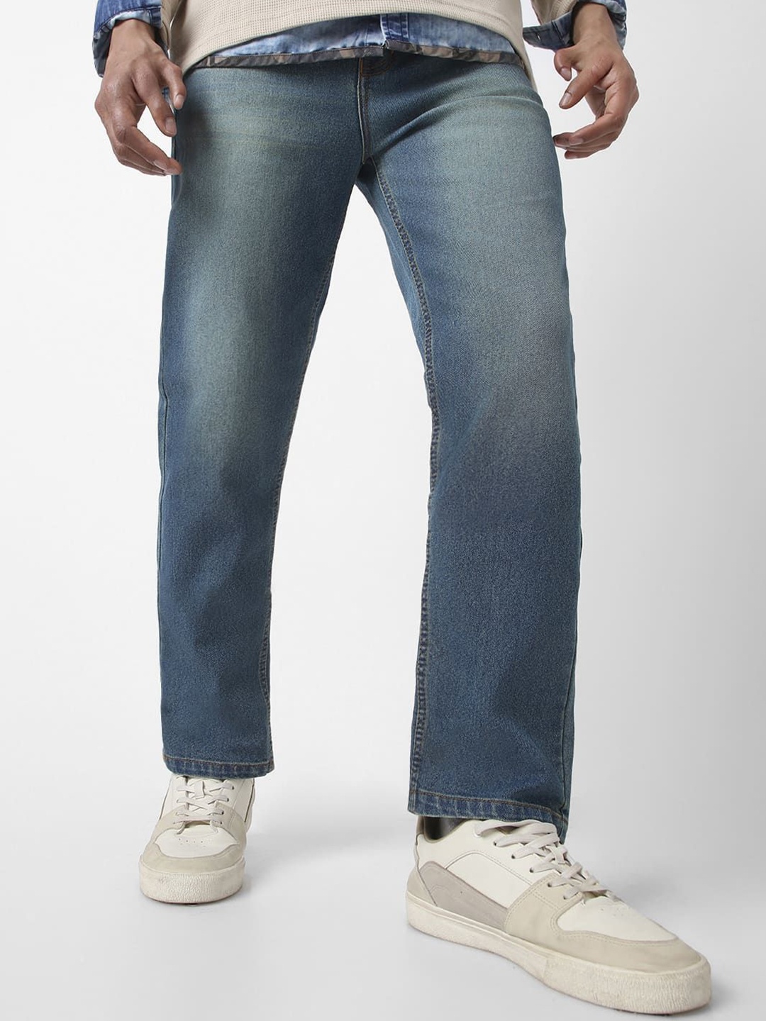 

Urbano Fashion Men Straight Fit Heavy Washed Jeans Stretchable, Blue