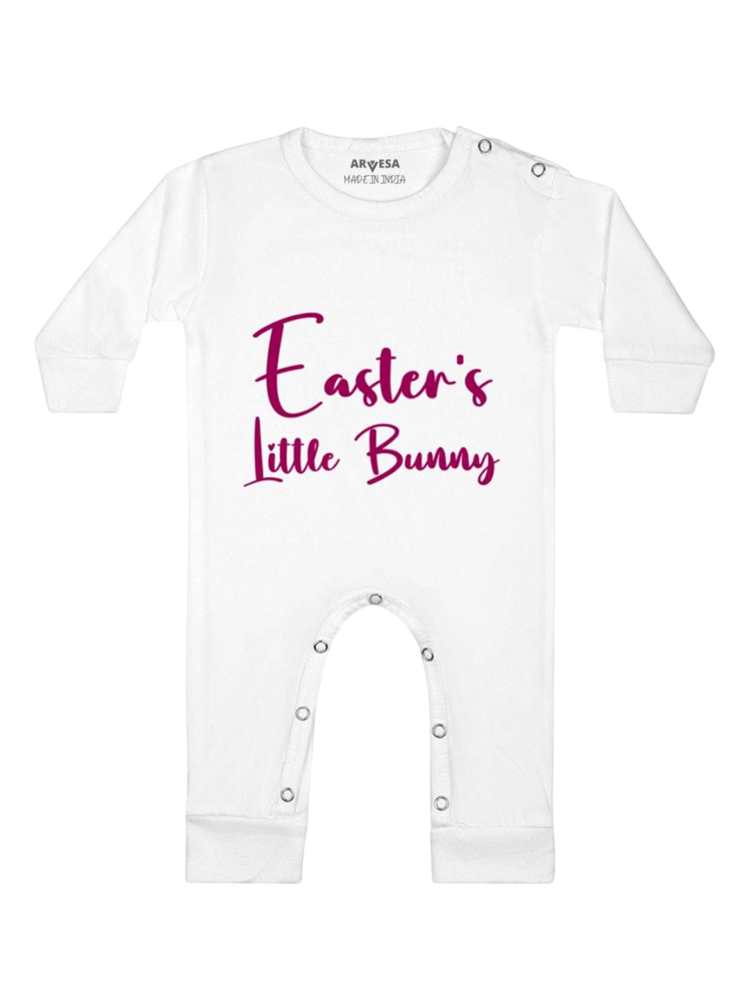 

Arvesa Easter Little Bunny Printed Baby Romper, White