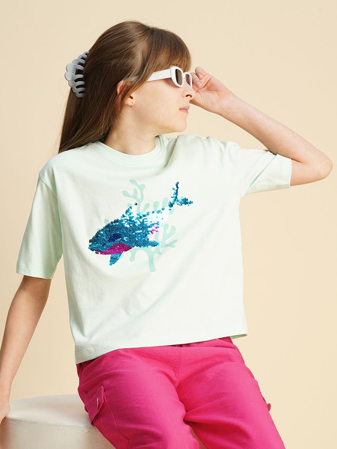 

Vero Moda Girls Printed Pockets T-shirt, Blue
