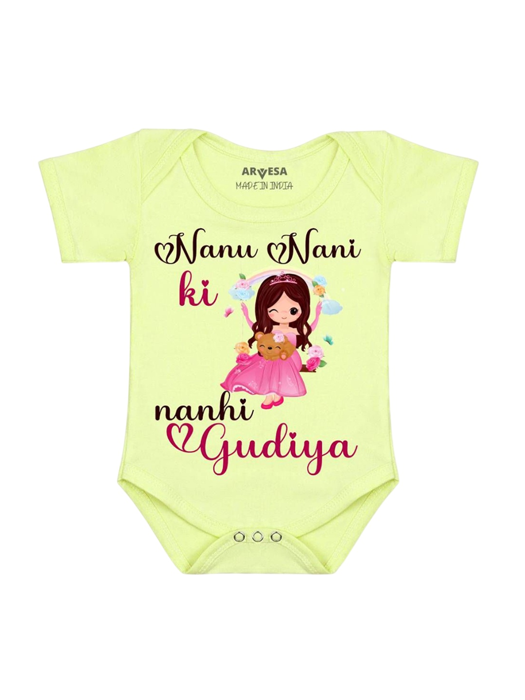 

Arvesa Kids Nana Nani Ki Nani Gudiya Printed Romper, Yellow