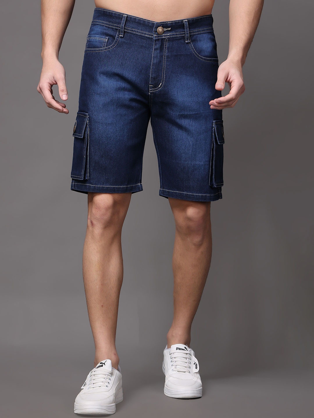 

ZAYSH Men Regular Fit Denim Shorts, Navy blue