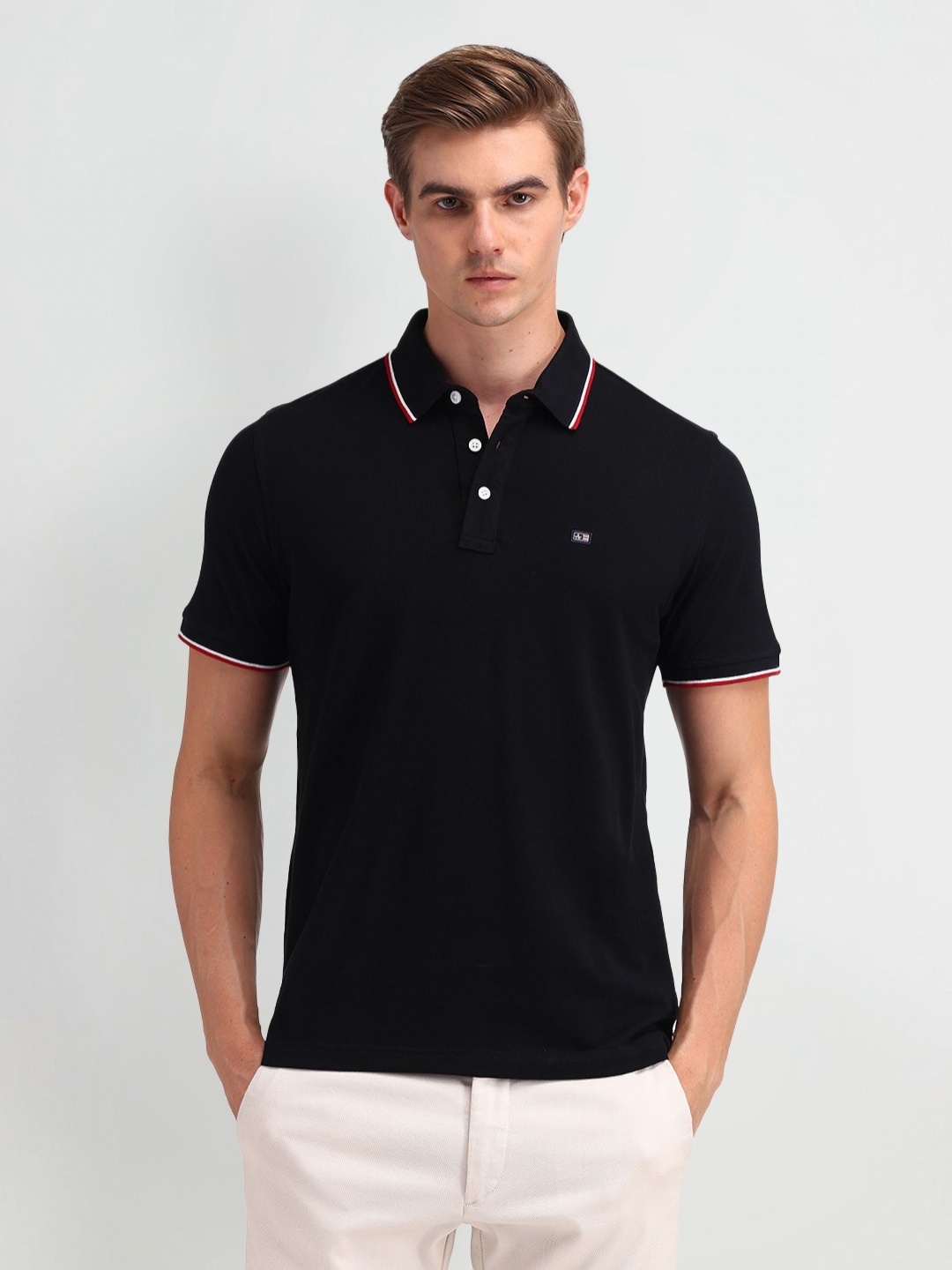 

Arrow Sport Men Brand Logo Polo Collar T-shirt, Black
