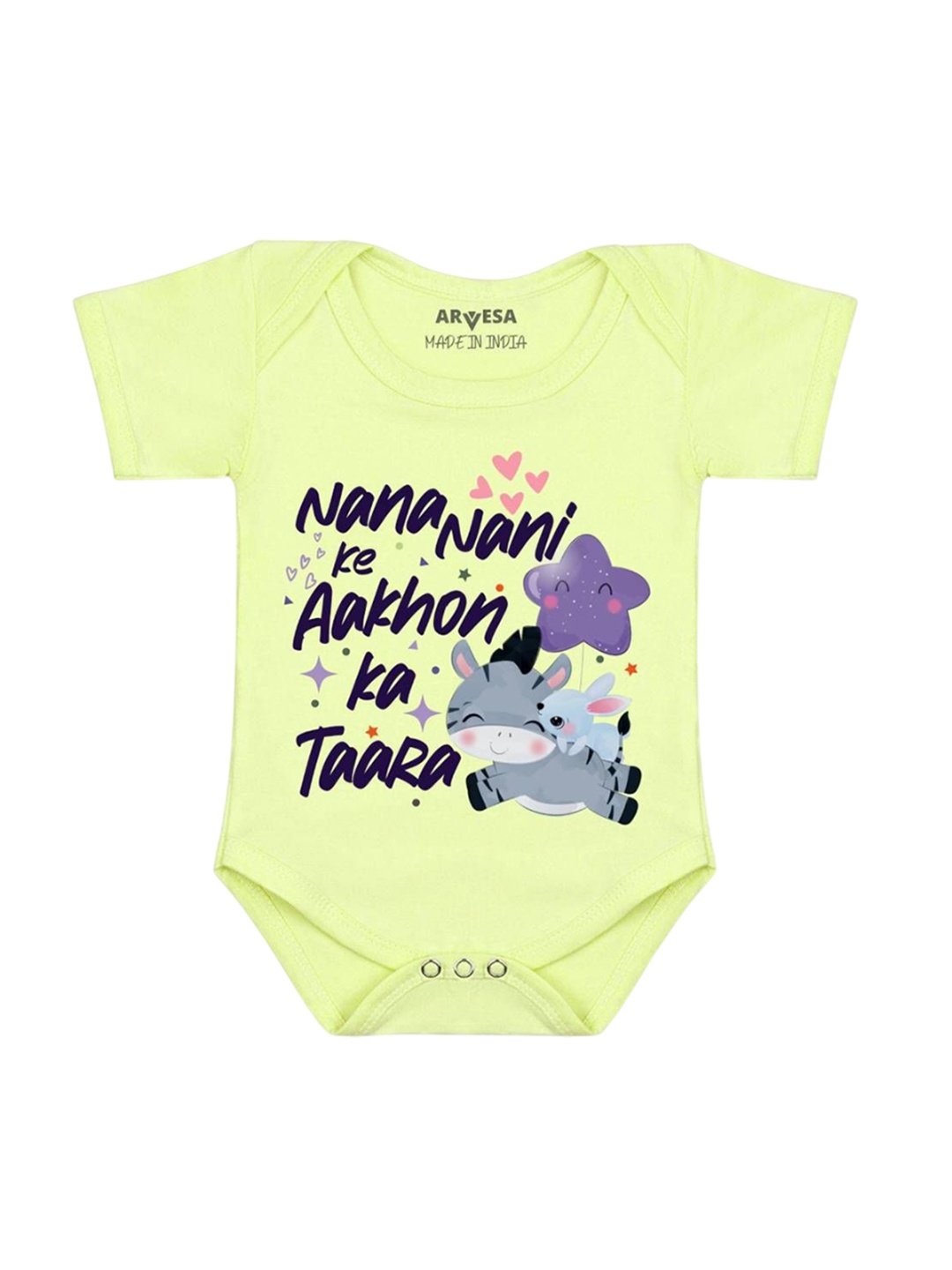 

Arvesa Kids Nana Nani Ke Aankhon Ka Tara Printed Romper, Green