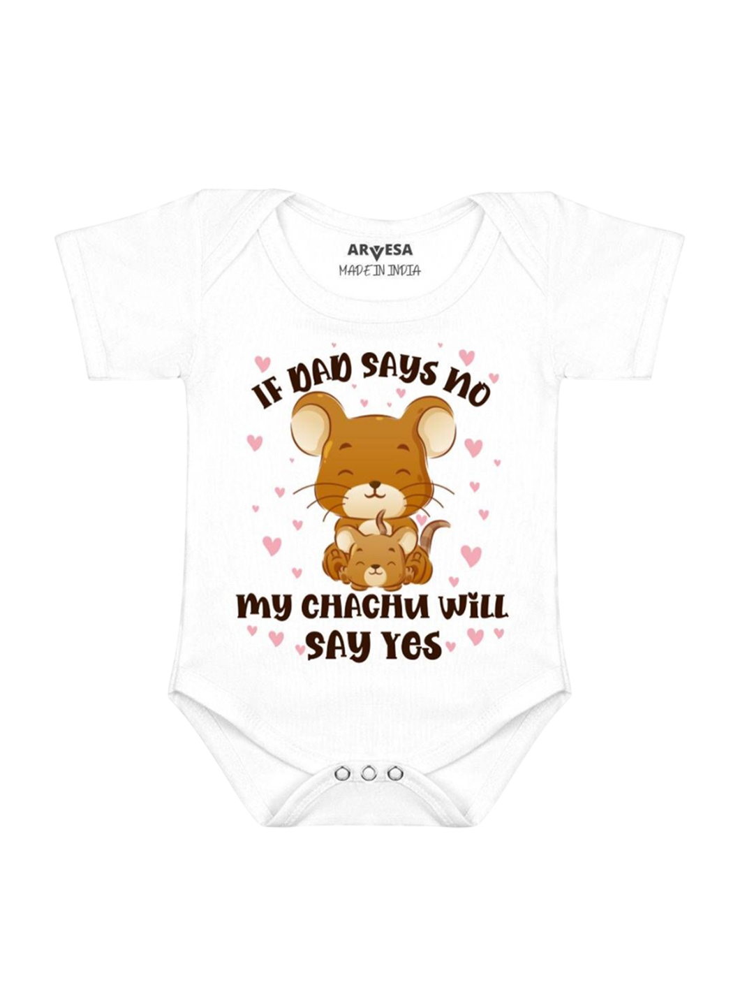 

Arvesa If Dad Say No My Chachu Printed Romper, White