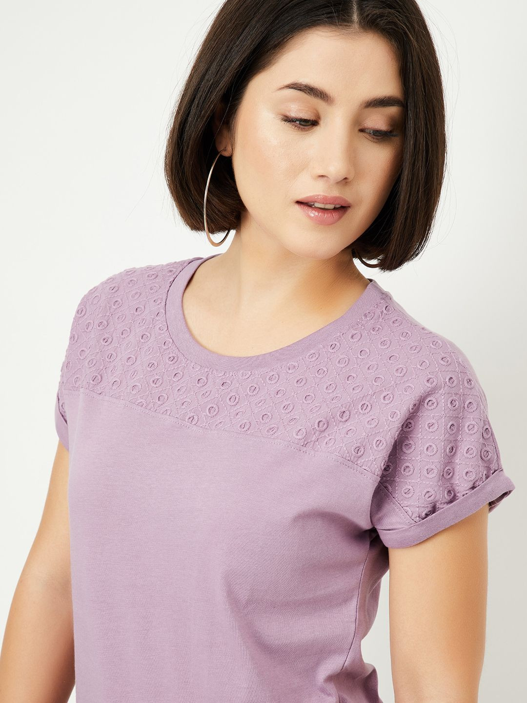 

max Extended Sleeves Cotton Top, Purple