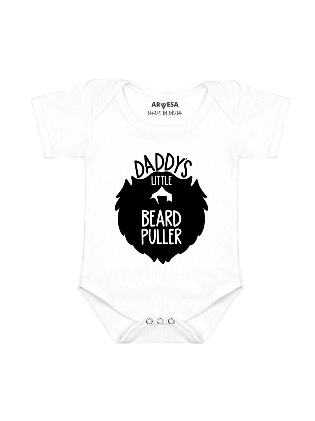 

Arvesa Infants Kids Daddy Little Beard Puller Printed Cotton Romper, White
