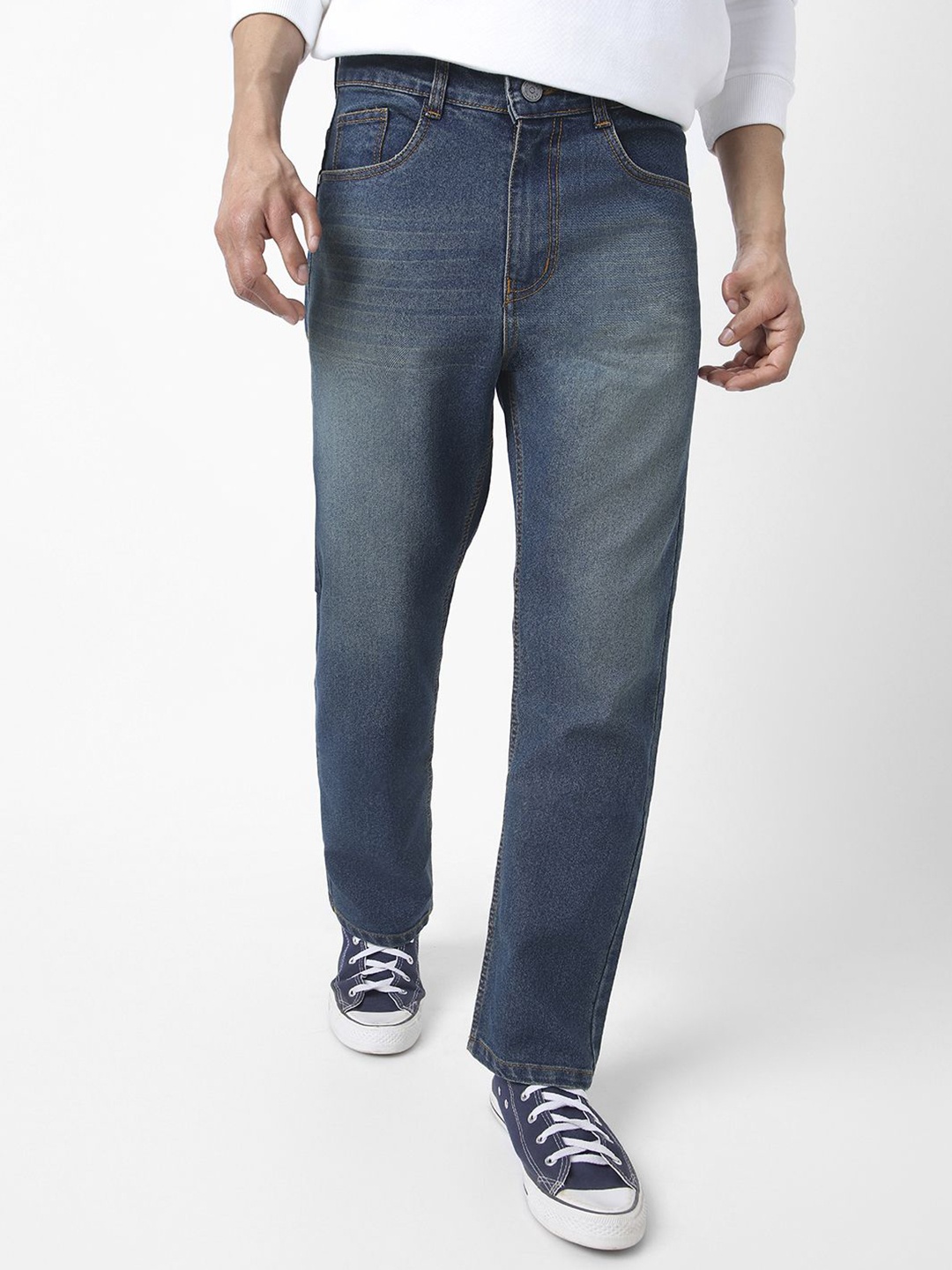 

Urbano Fashion Men Straight Fit Heavy Washed Jeans Stretchable, Blue