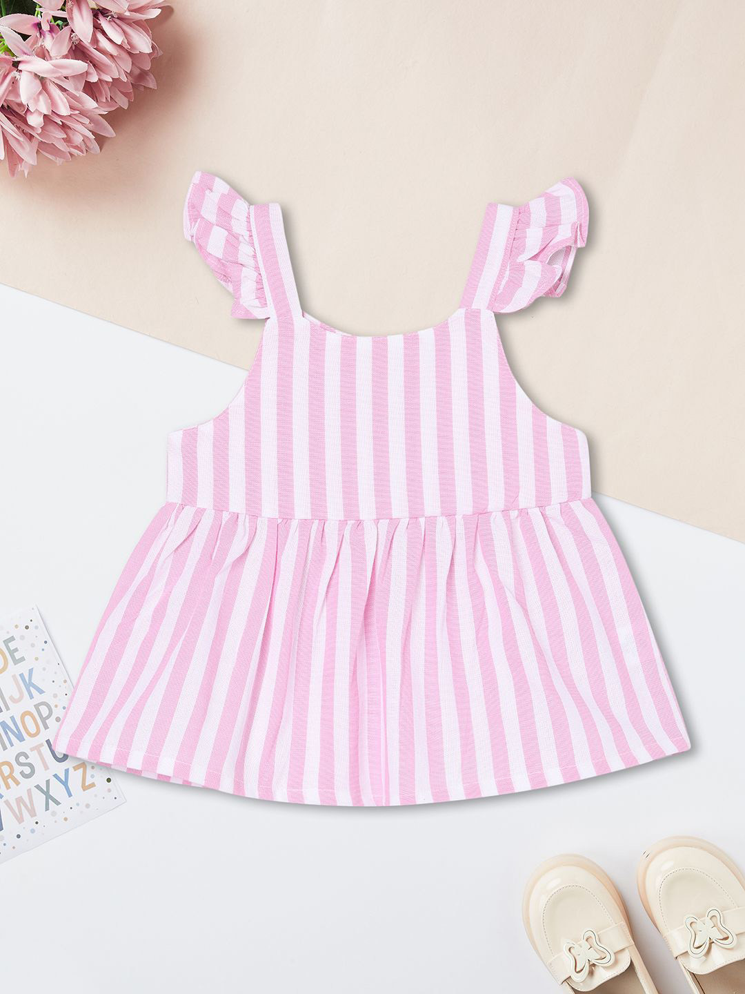 

max Striped Cotton Top, Pink