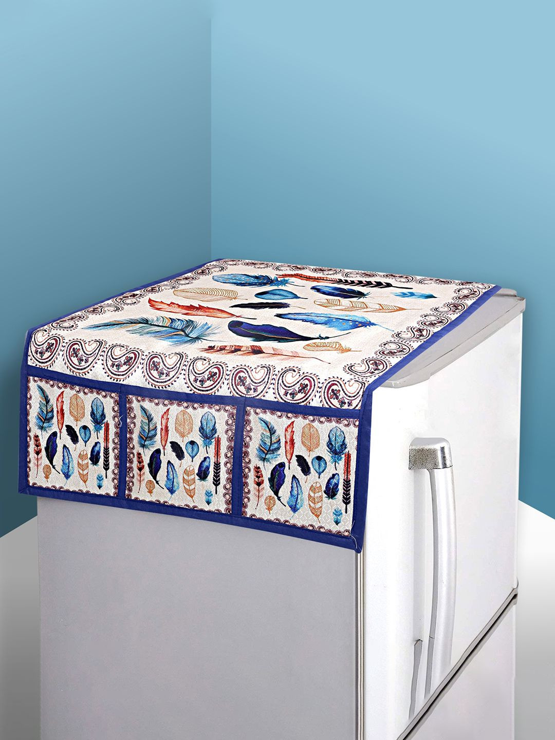 

Kuber Industries Cream Coloured Fridge Top Cover With 6 Utility Pockets Appliance Covers