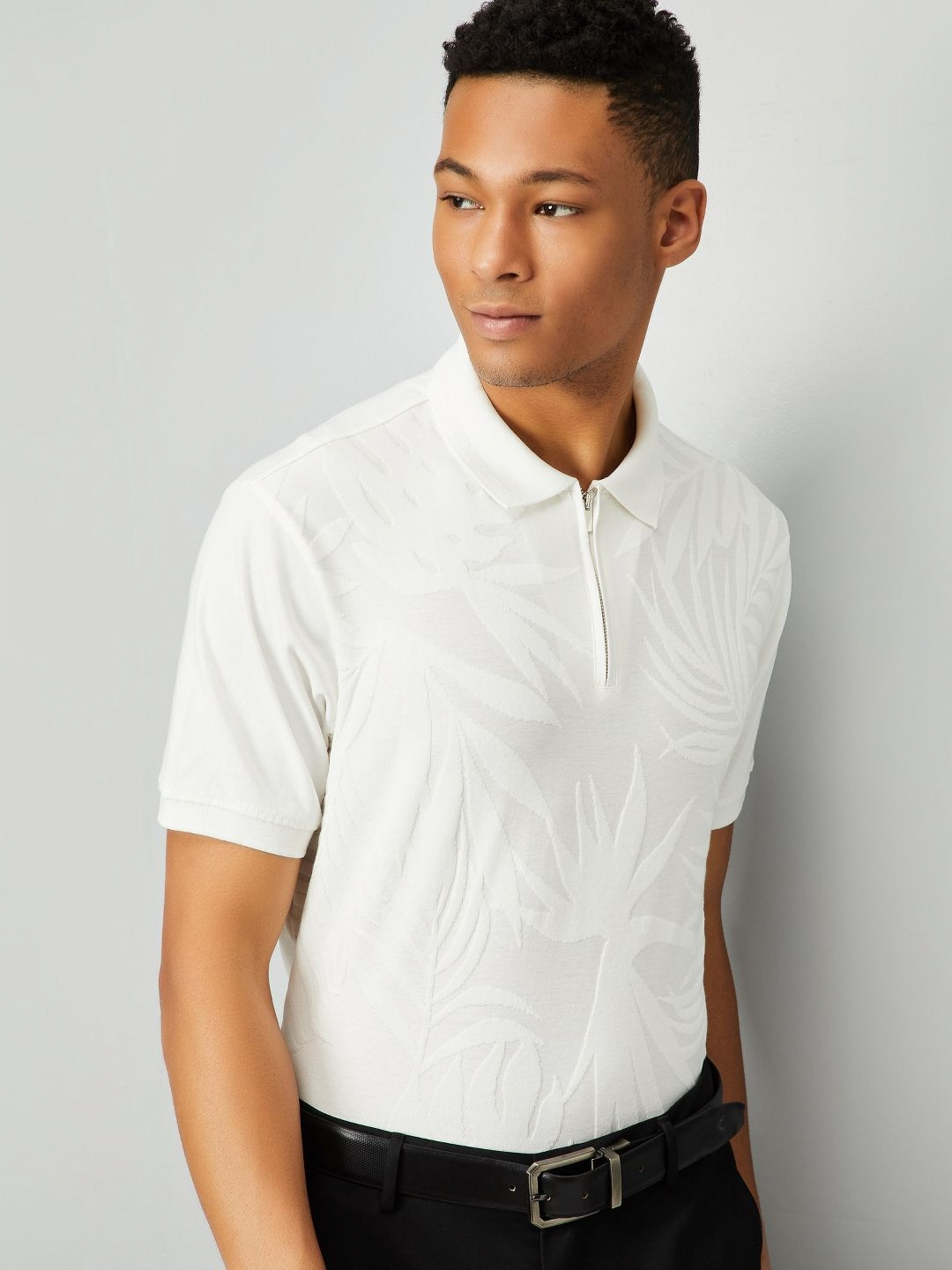 

max Men Polo Collar Pockets T-shirt, White