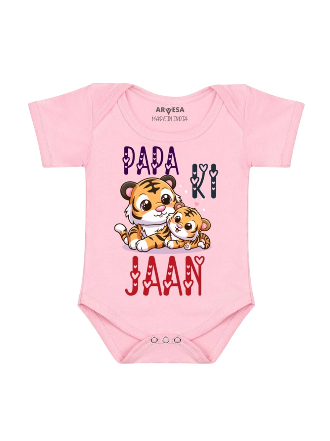 

Arvesa Kids Papa Ki Jaan Printed Cotton Romper, Pink
