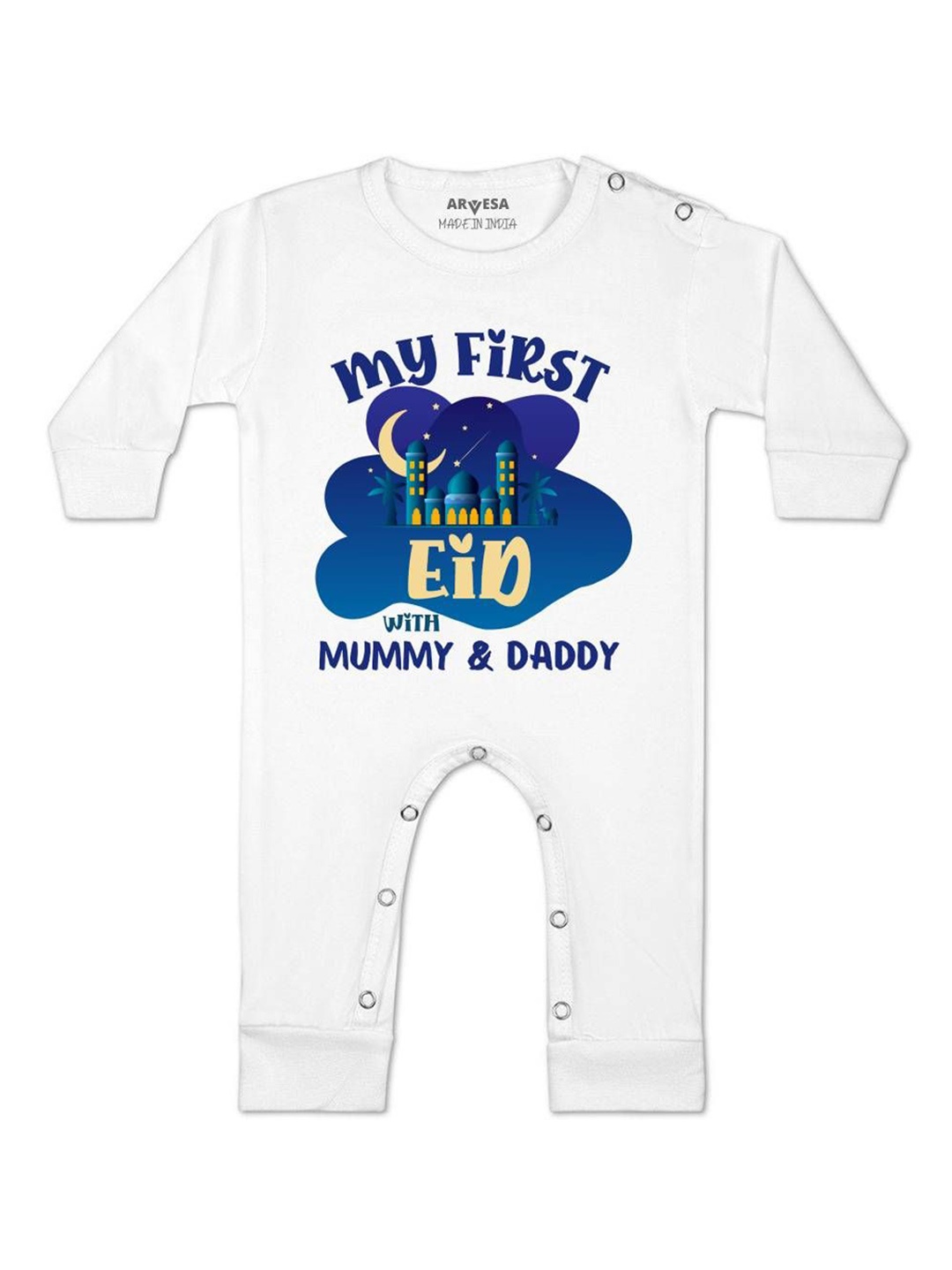 

Arvesa Kids My First Eid Printed Cotton Bodysuit, White