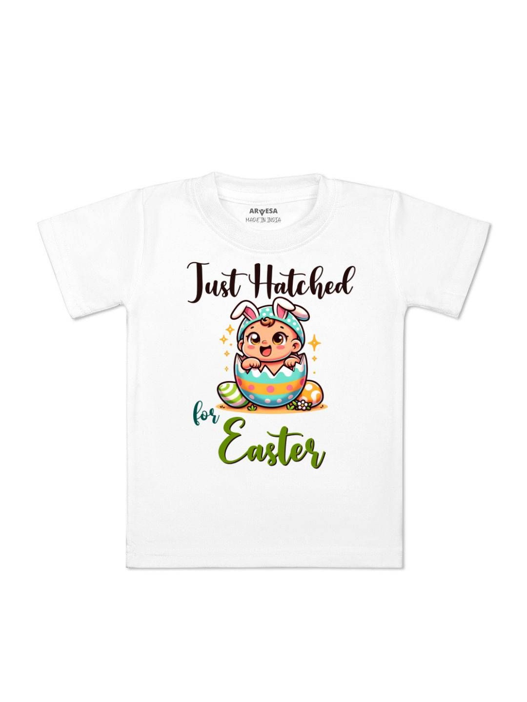 

Arvesa Just Hatched For Easter Printed Kids Unisex T-shirt, White