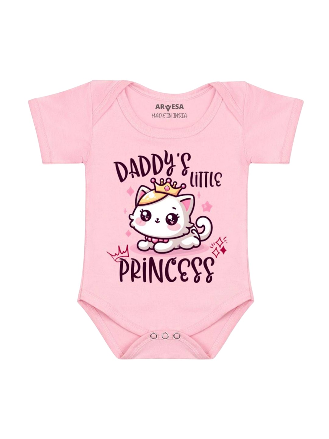 

Arvesa Kids Daddy Little Princess Printed Romper, Pink