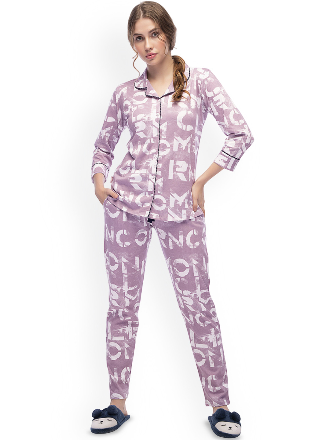 

Lotik Women Printed Night suit, Pink