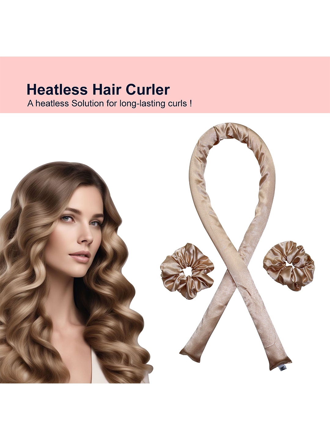 

KLIYARA Non Heated Hair Curler With 2 Scrunchies, Brown