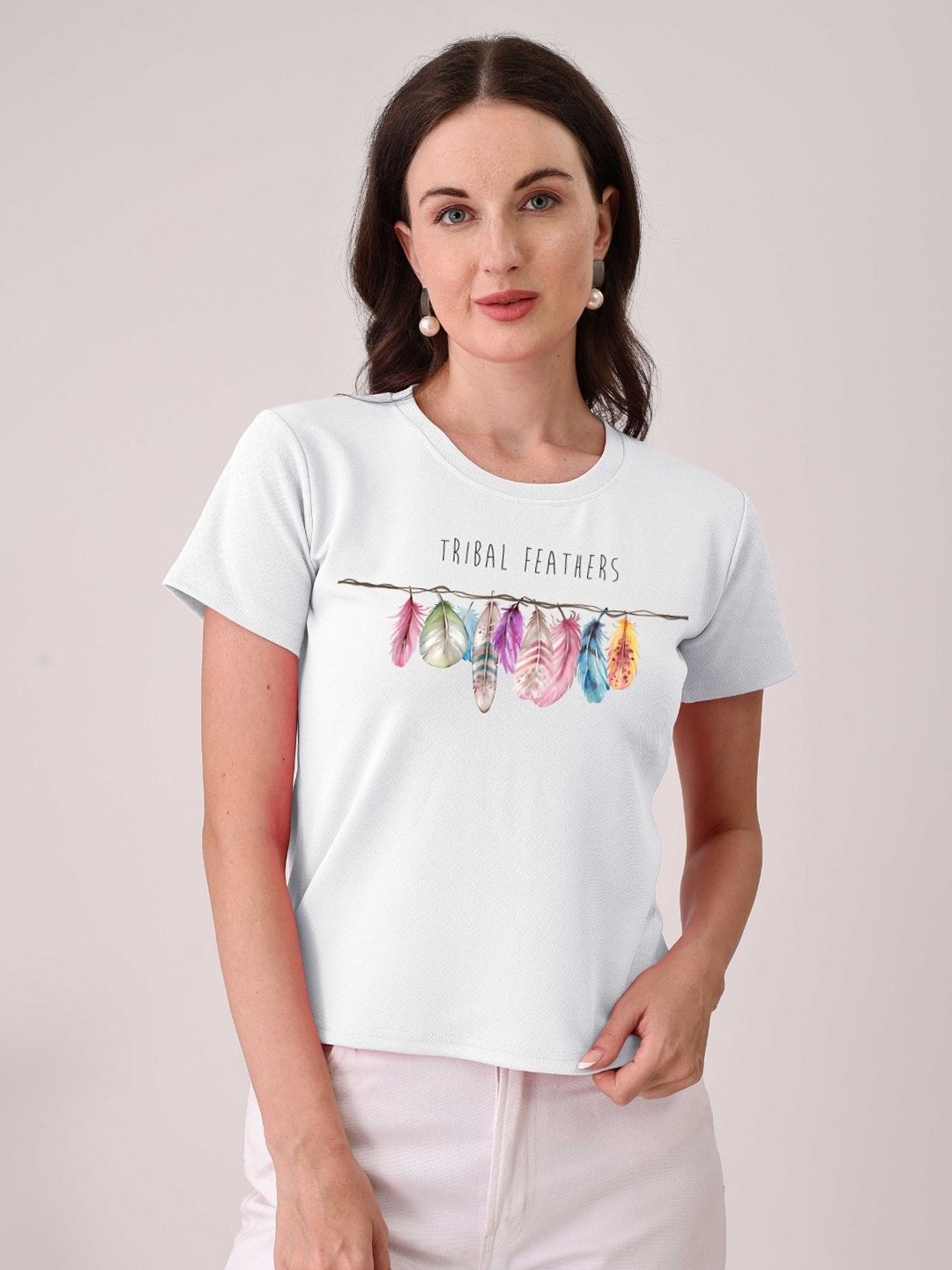 

Moda Rapido Women Graphic Printed Round Neck Cotton T-shirt, White