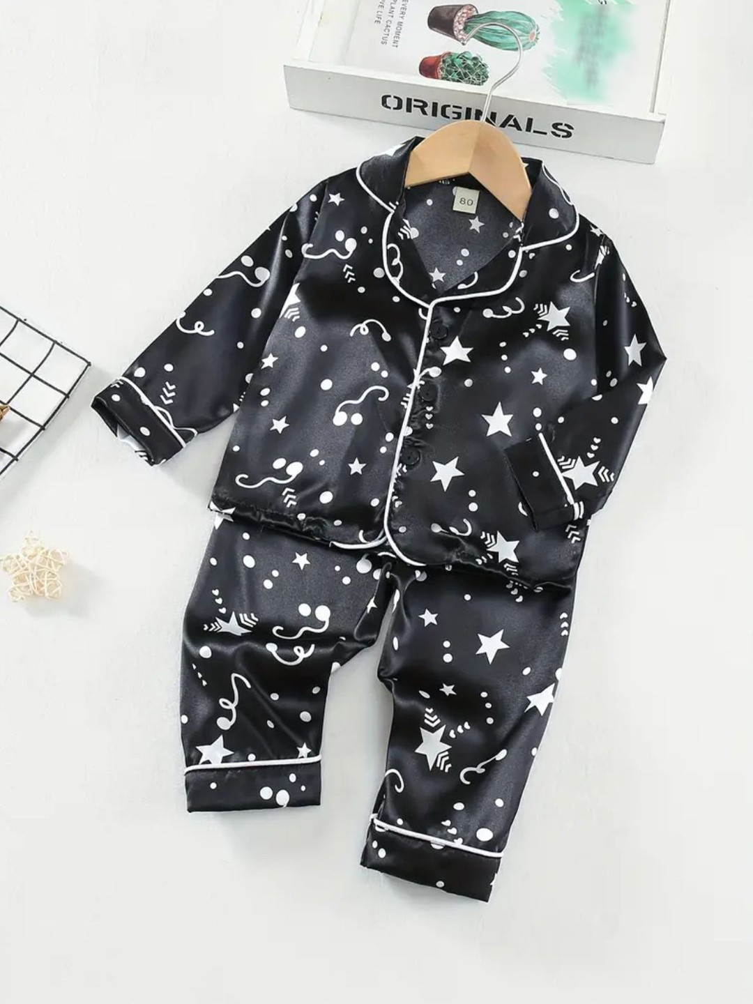 

PAGHDAL BROTHERS Unisex Kids Printed Shirt with Pyjamas, Black