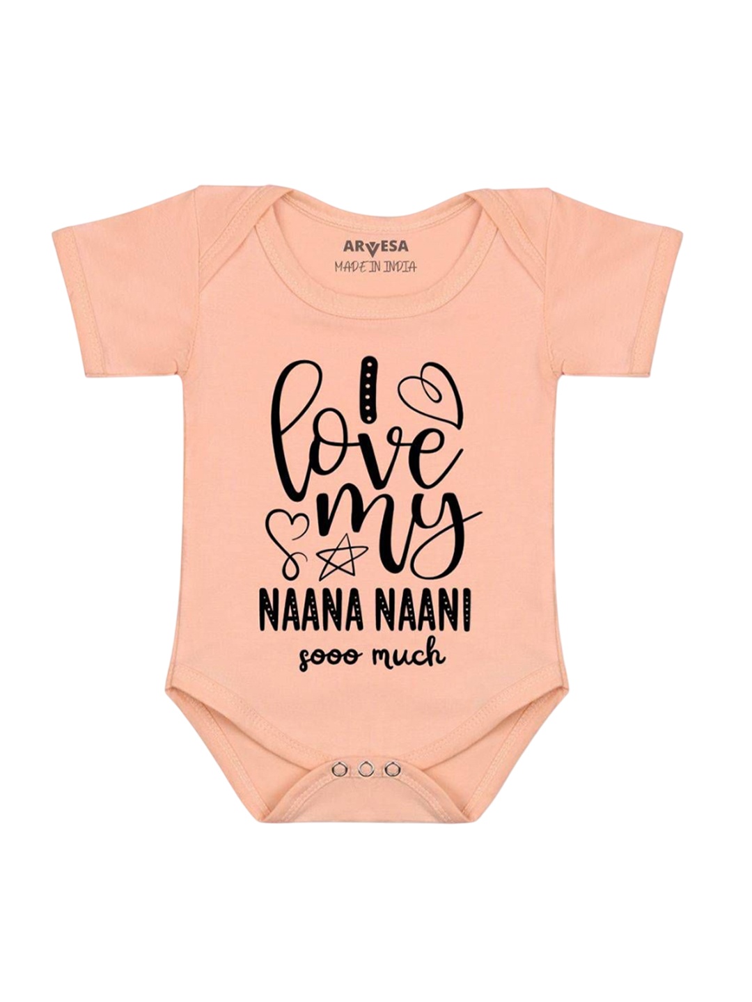 

Arvesa Kids I Love My Nana Nani So Much Printed Romper, Peach