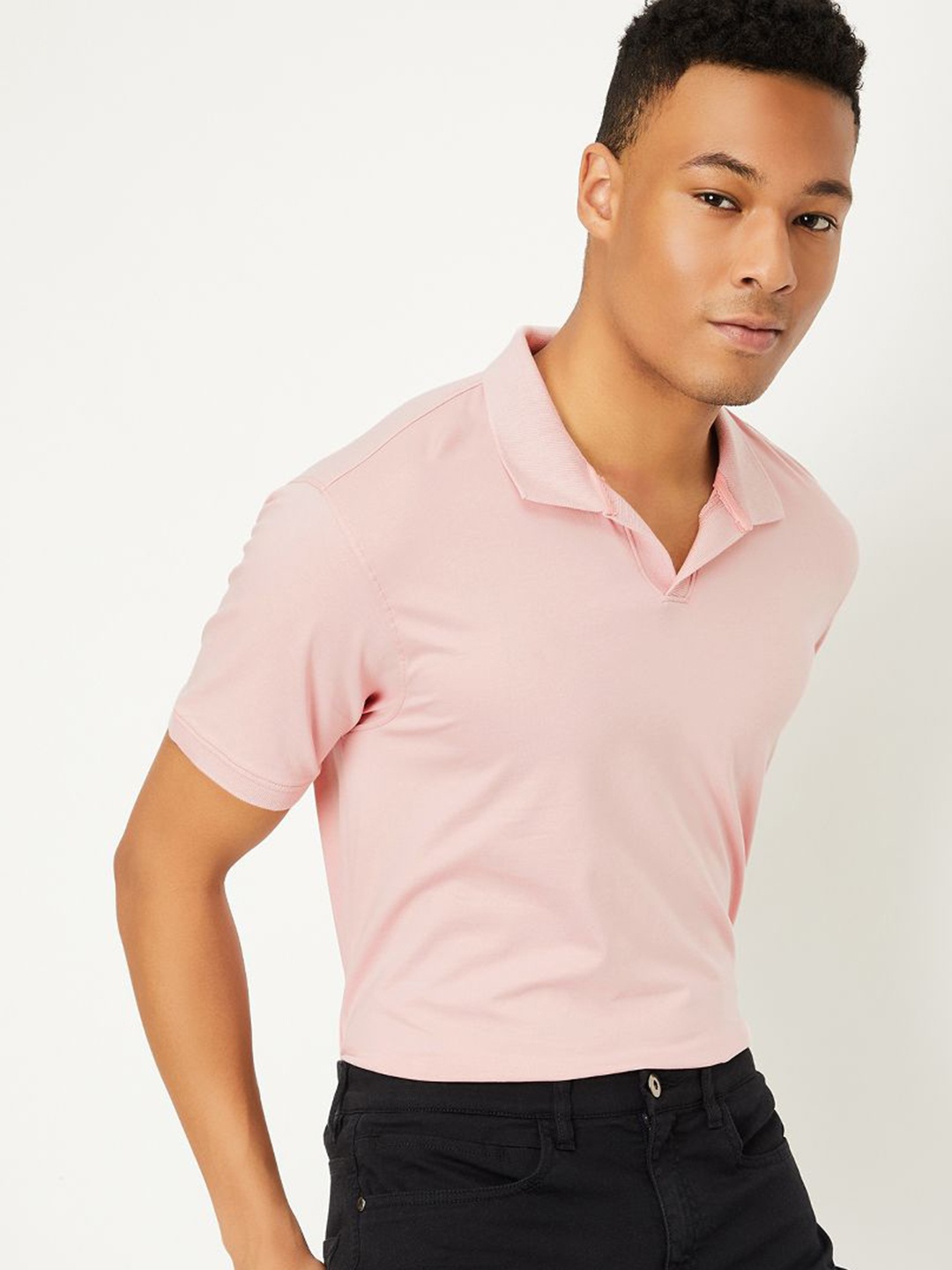 

max Men Polo Collar Pockets T-shirt, Pink