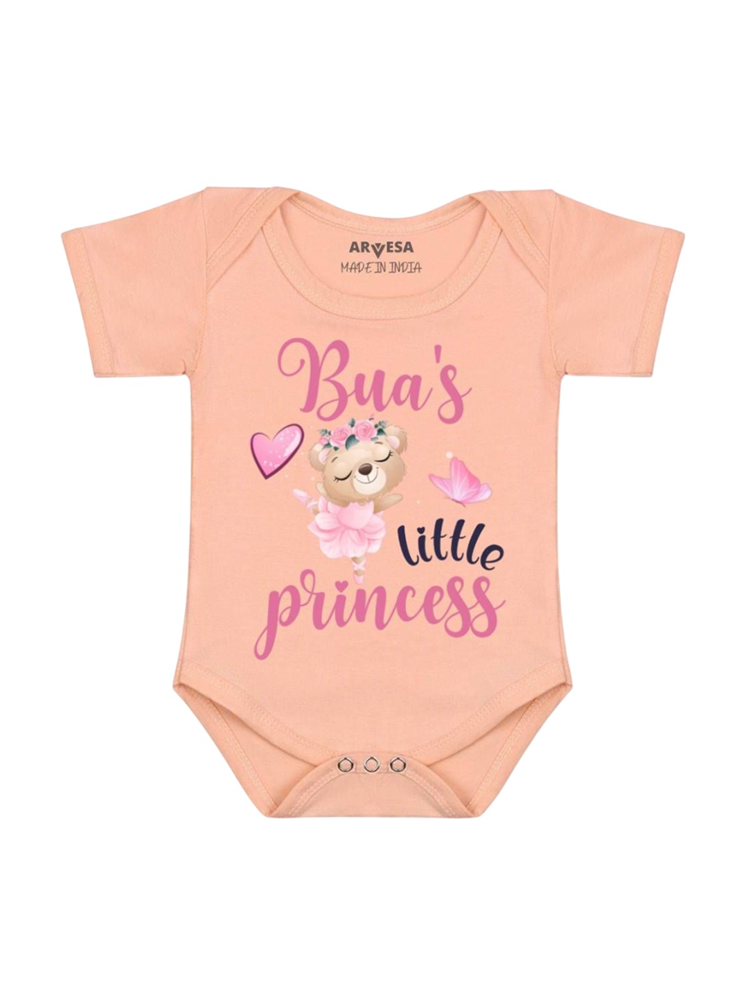 

Arvesa Kids Bua Little Princess Printed Romper, Peach