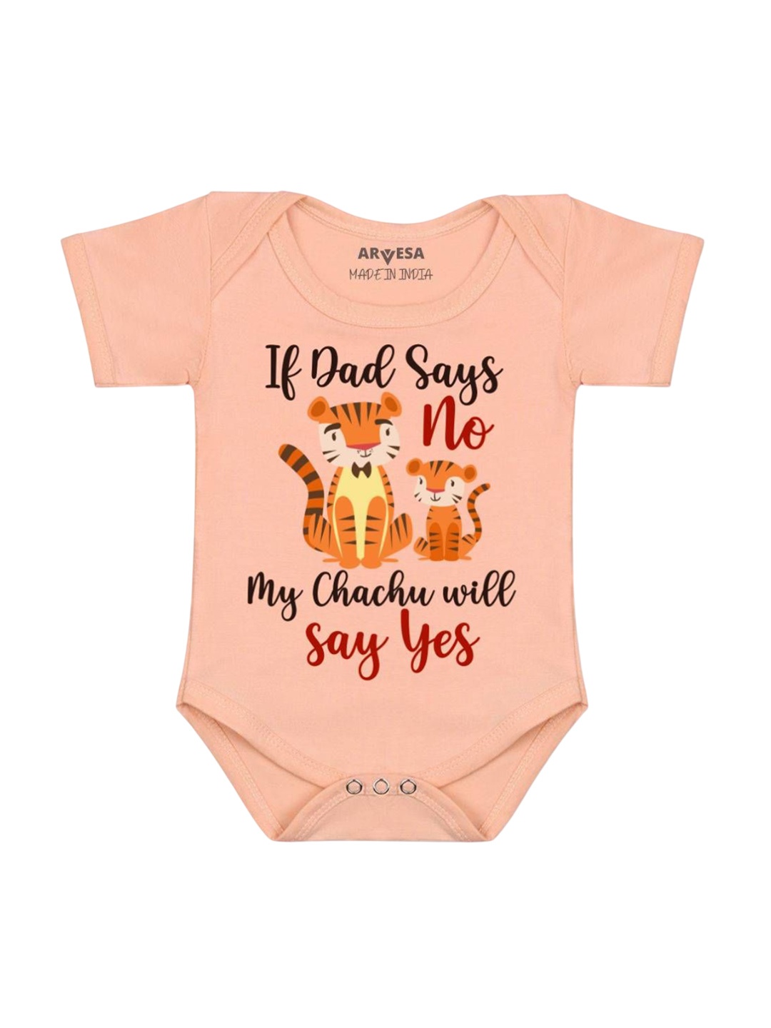 

Arvesa If Dad Say No My Chachu Printed Romper, Peach