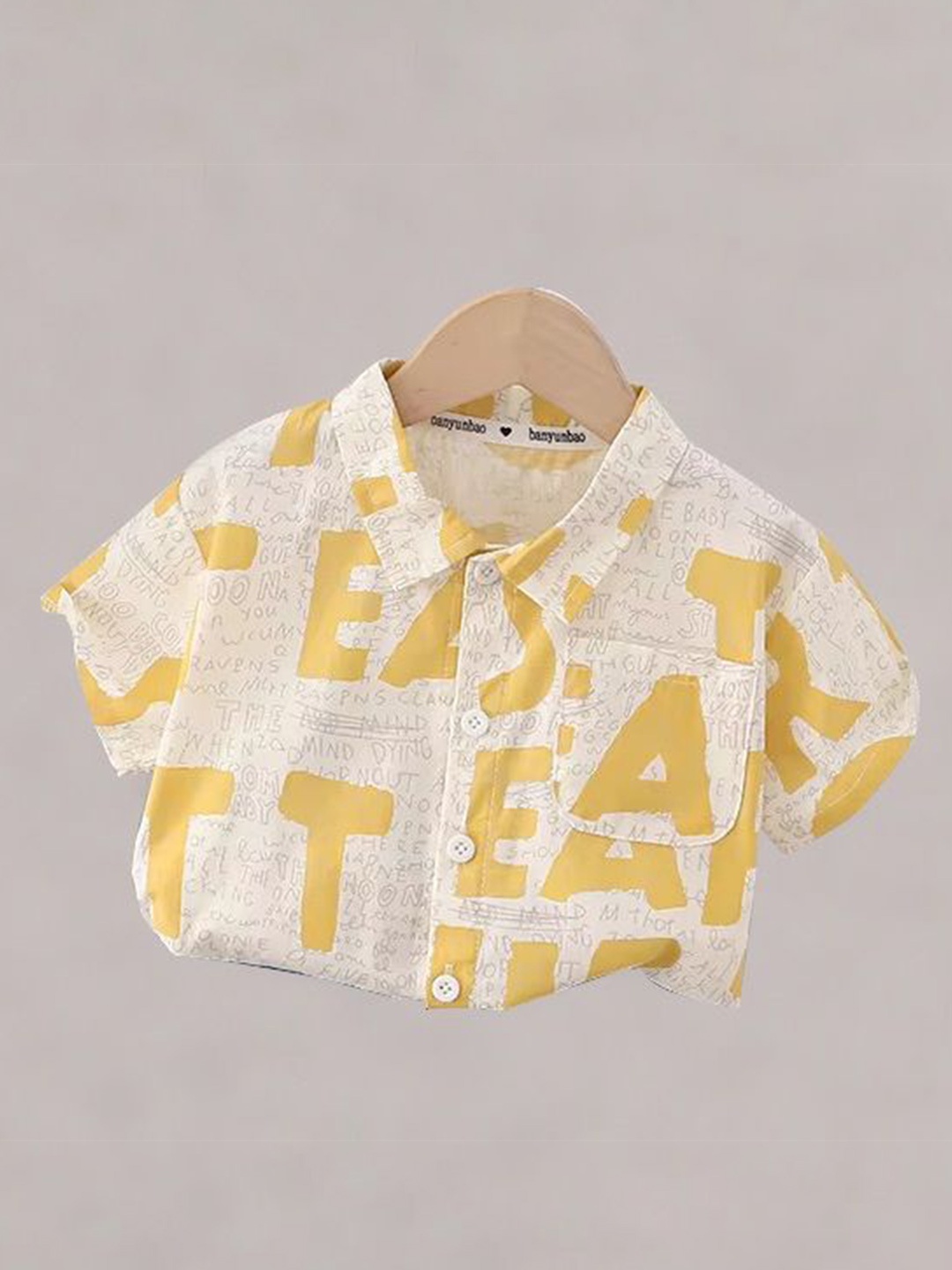 

DANGAR Unisex Kids Premium Opaque Printed Casual Shirt, Yellow