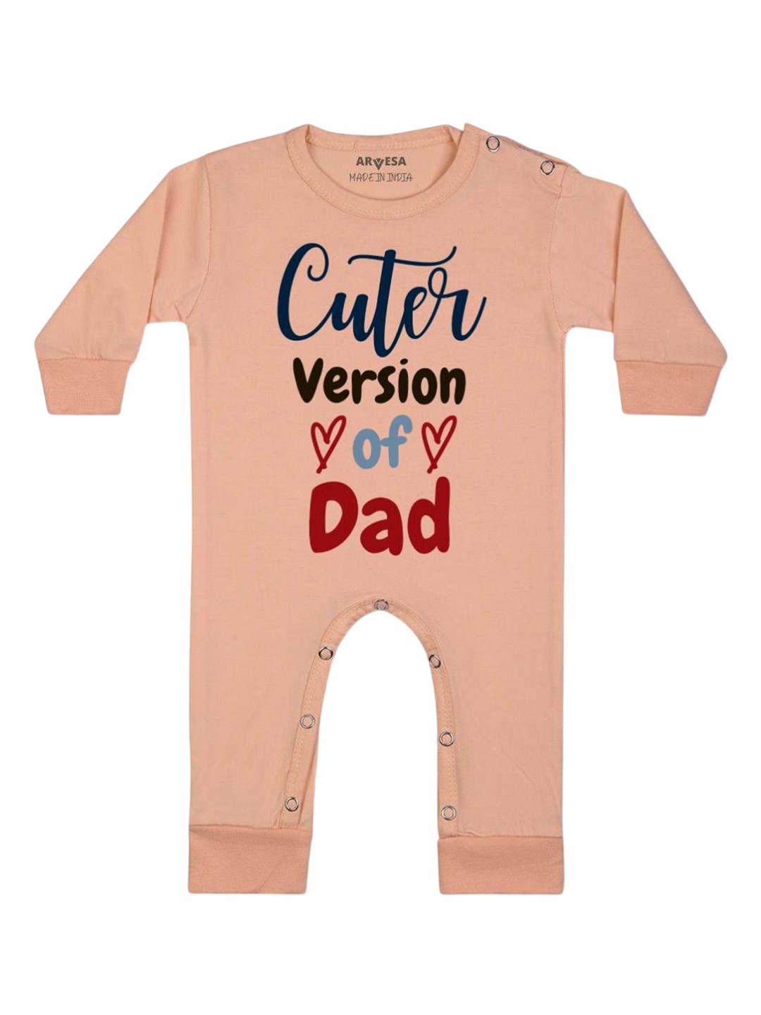 

Arvesa Kids Cuter Version Of Dad Printed Baby Romper, Peach