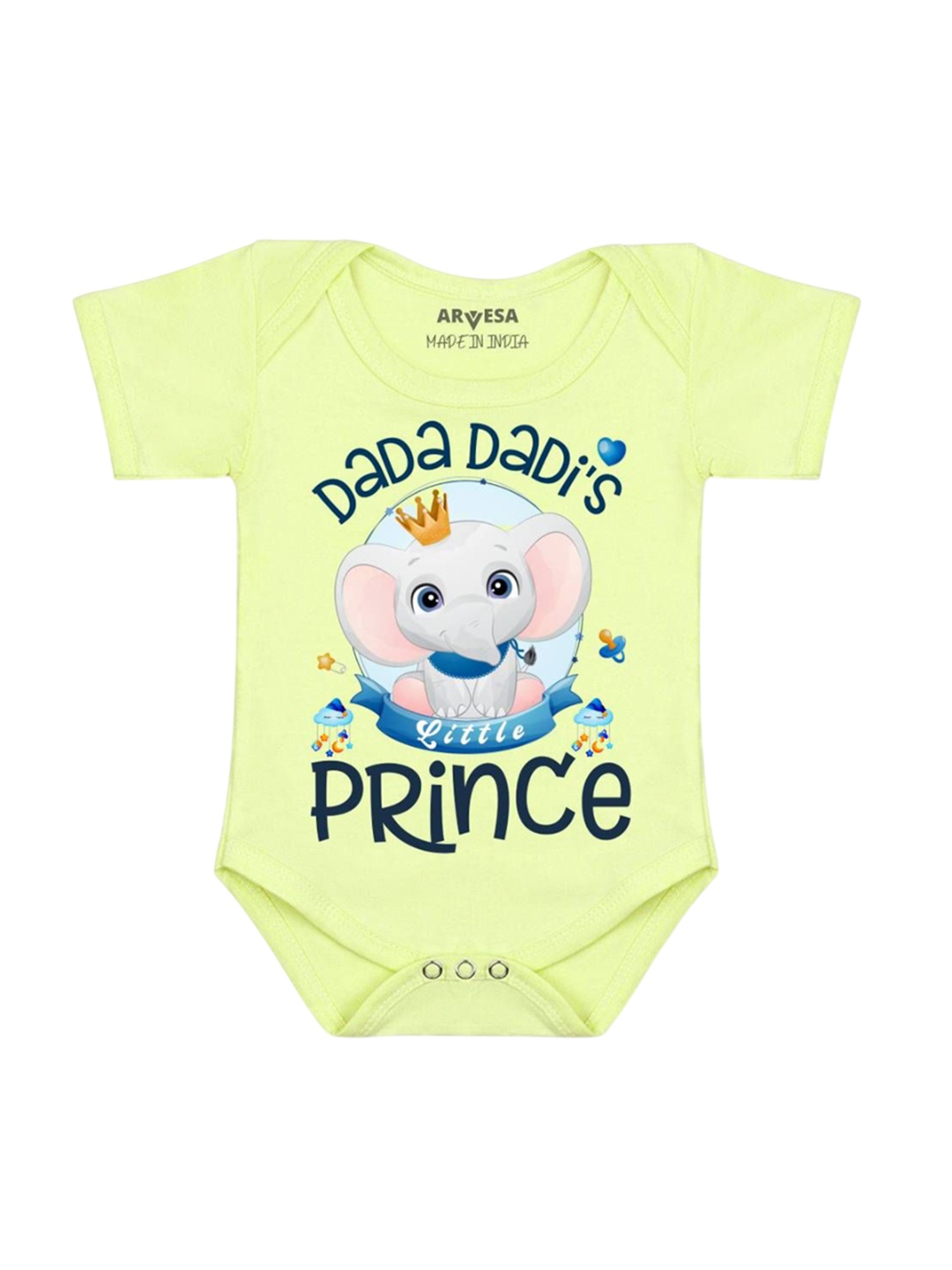 

Arvesa Unisex Dada Dadi Little Prince Printed Romper, Yellow
