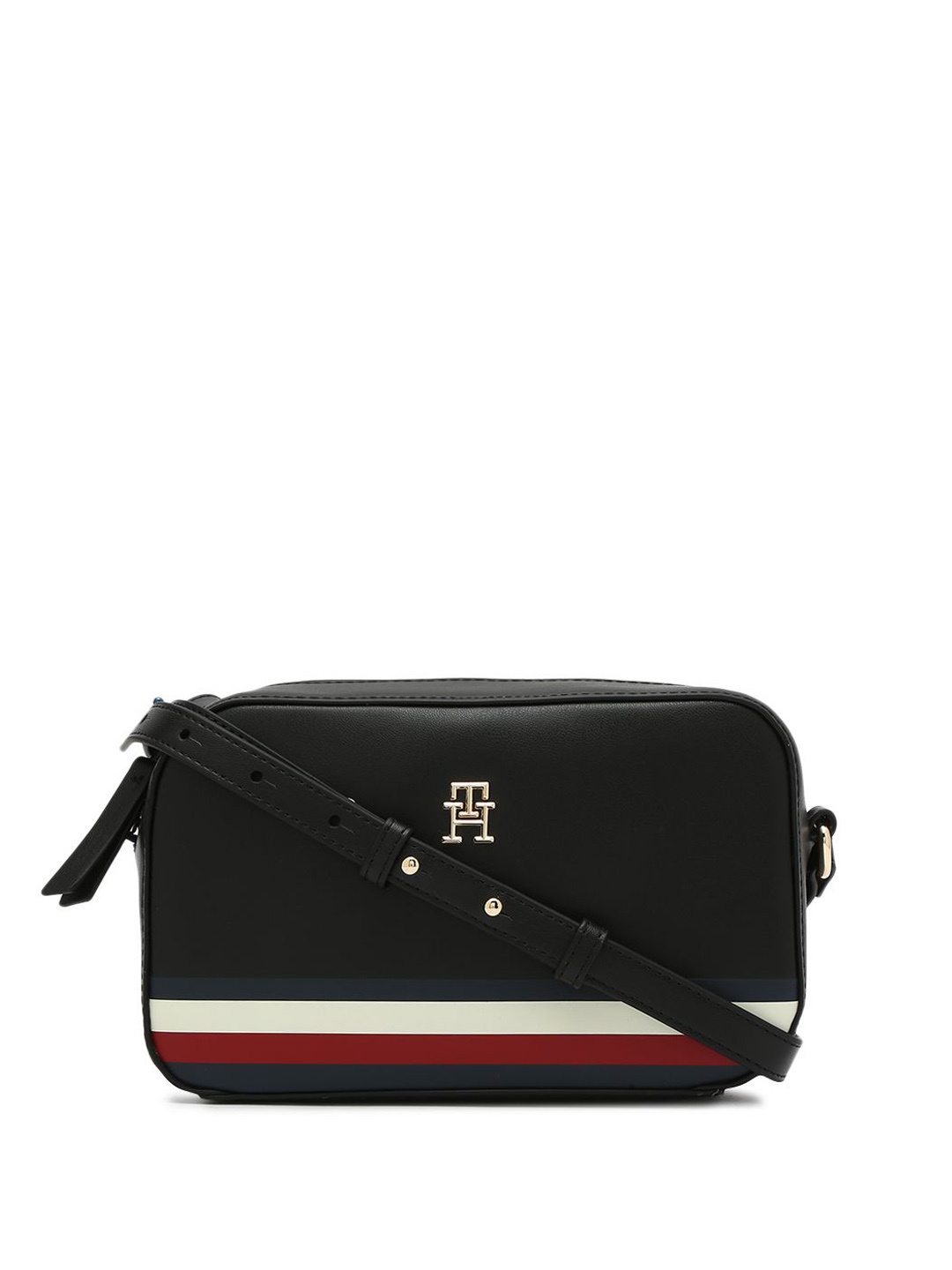 

Tommy Hilfiger PU Bowling Sling Bag with Quilted, Black