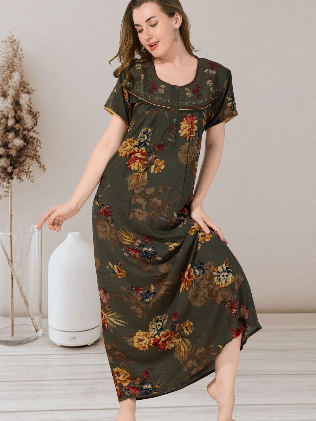 

Soulemo Printed Maxi Nightdress, Green
