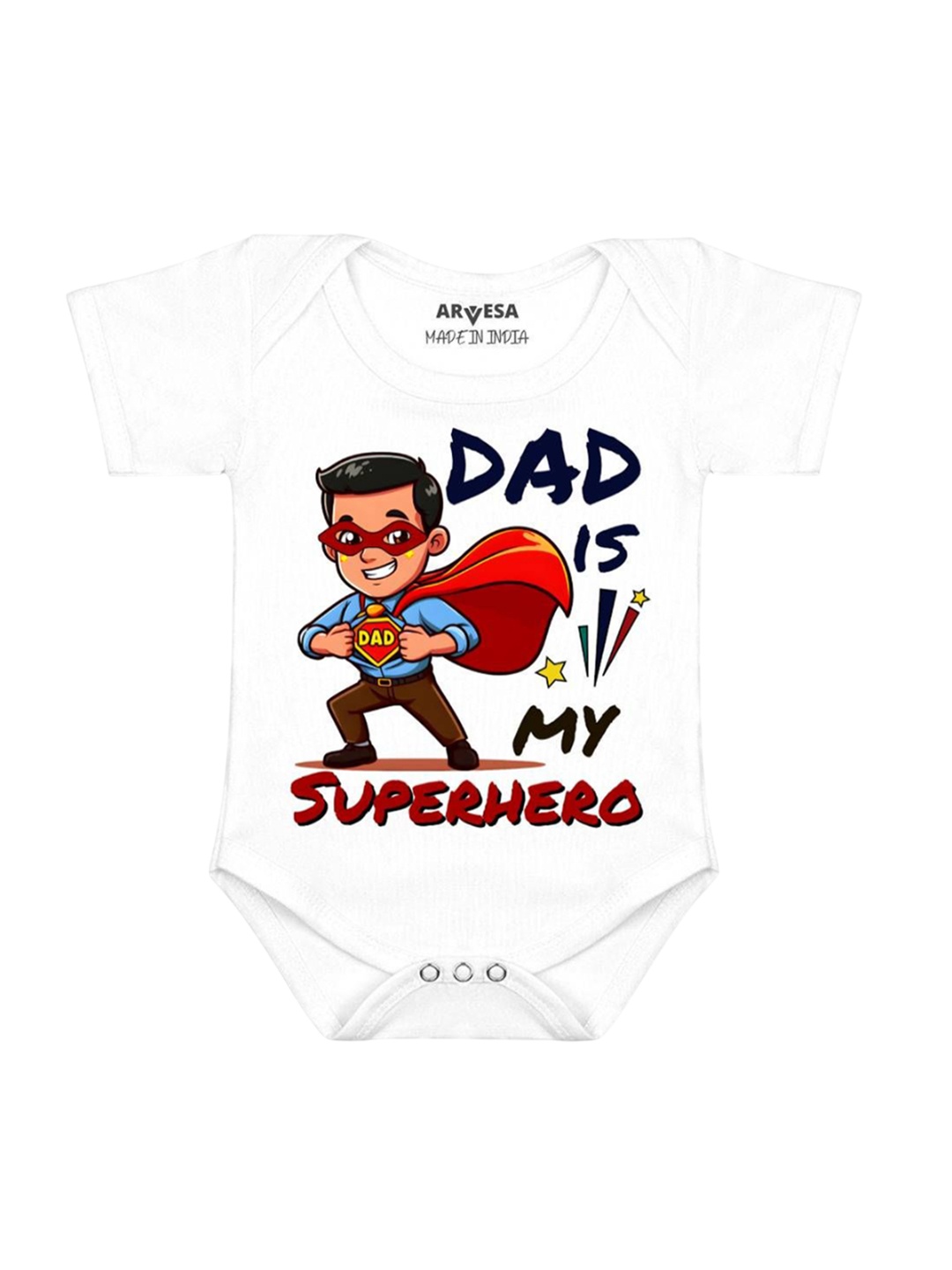 

Arvesa Kids Dad Is My Superhero Printed Romper, White
