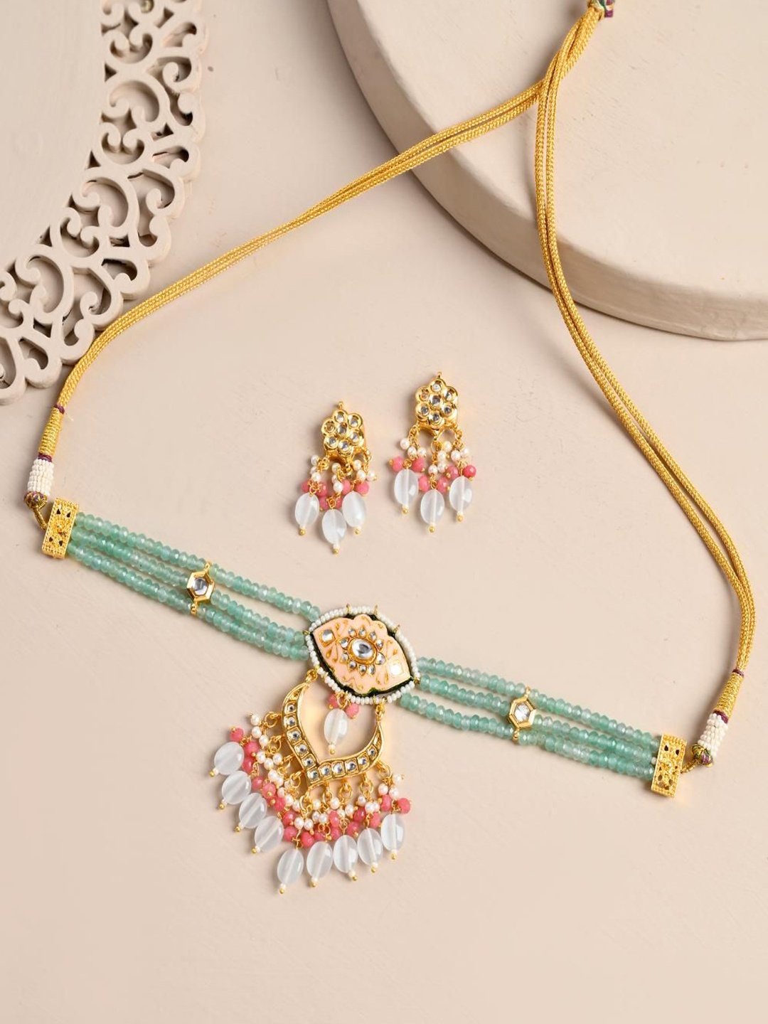 

STYYO Gold-Plated Kundan Studded Jewellery Set