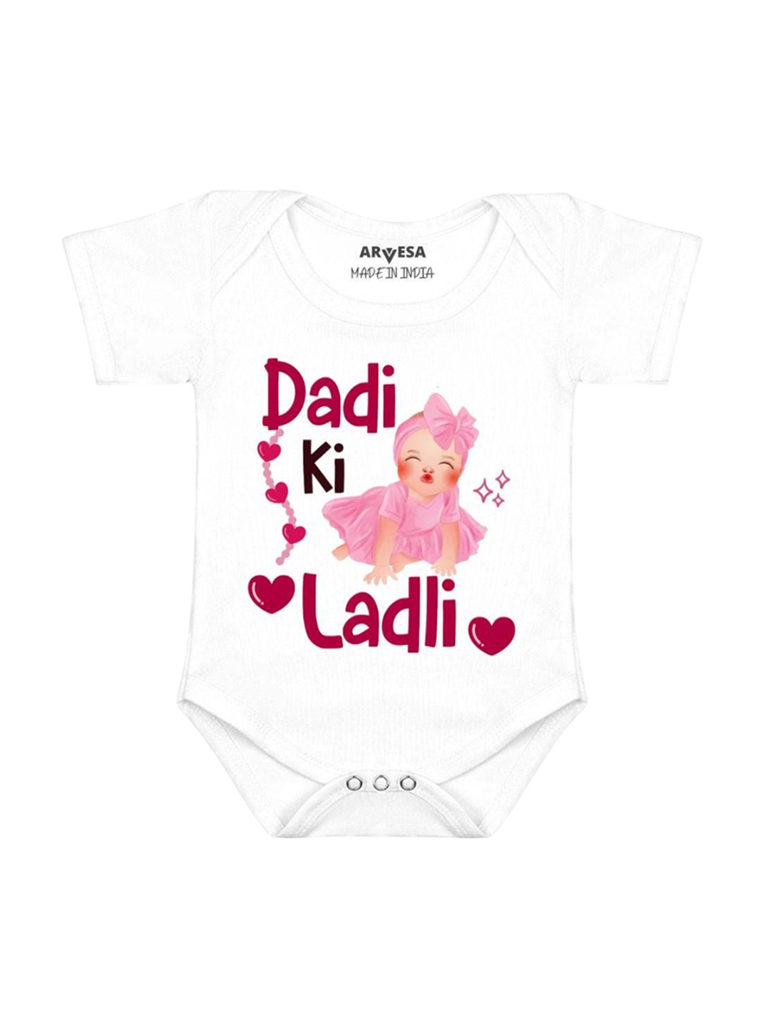 

Arvesa Kids Dadi Ki Ladli Printed Romper, White