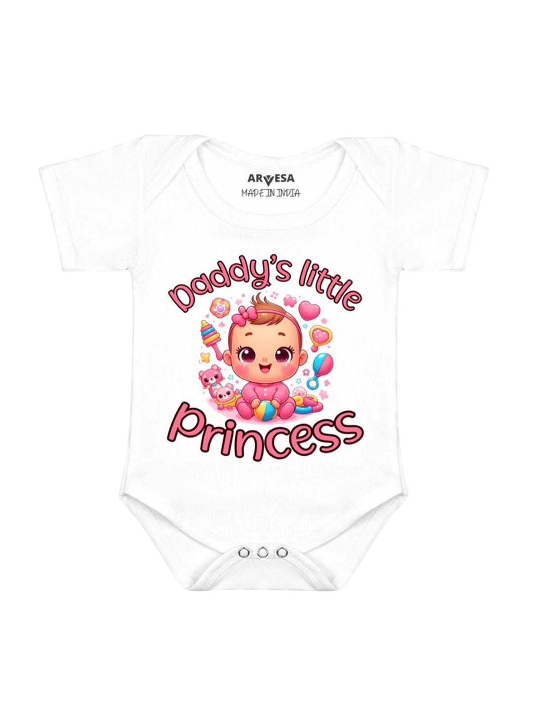 

Arvesa Kids Daddy Little Princess Printed Romper, White