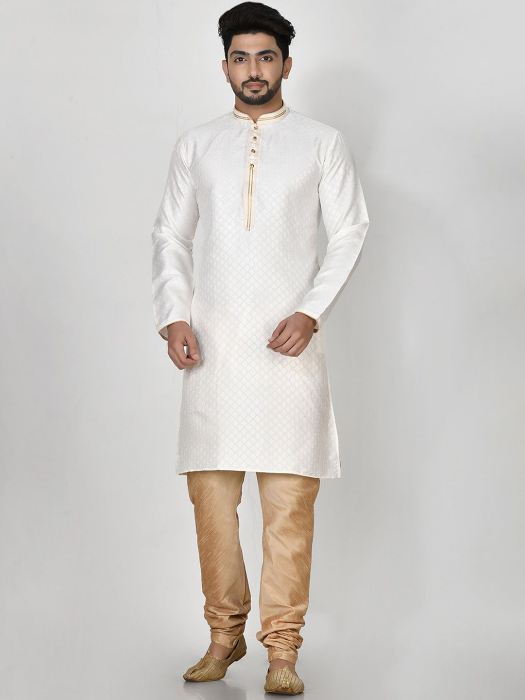 

RANAK Mendarin Collar Straight Kurta, White