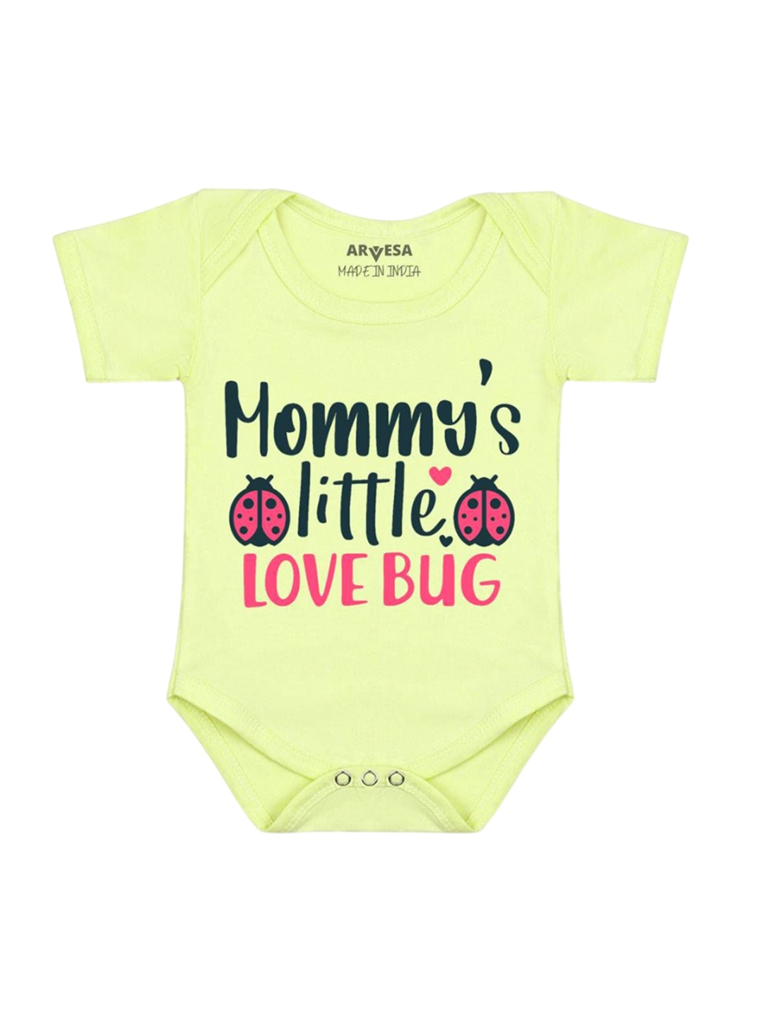 

Arvesa Kids Mommy Little Love Bug Printed Romper, Lime green