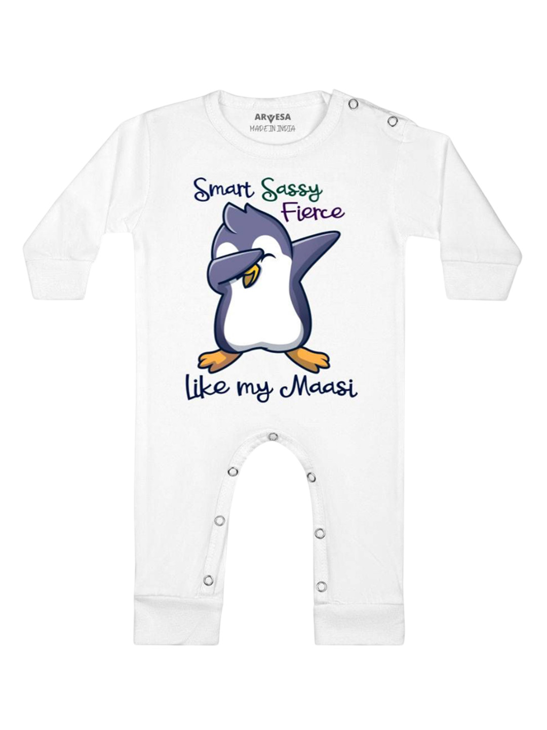 

Arvesa Kids Smart Sassy Like My Maasi Printed Baby Romper, White