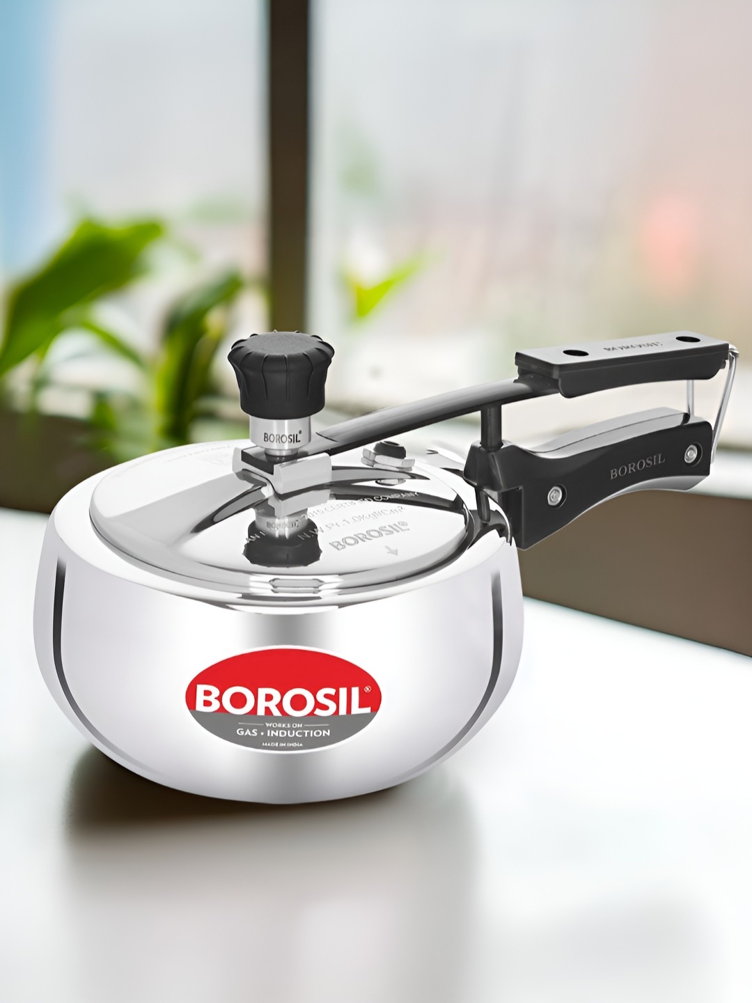 

BOROSIL Pronoto Silver-Toned Tri-Ply Stainless Steel Dishwasher Safe Pressure Cooker
