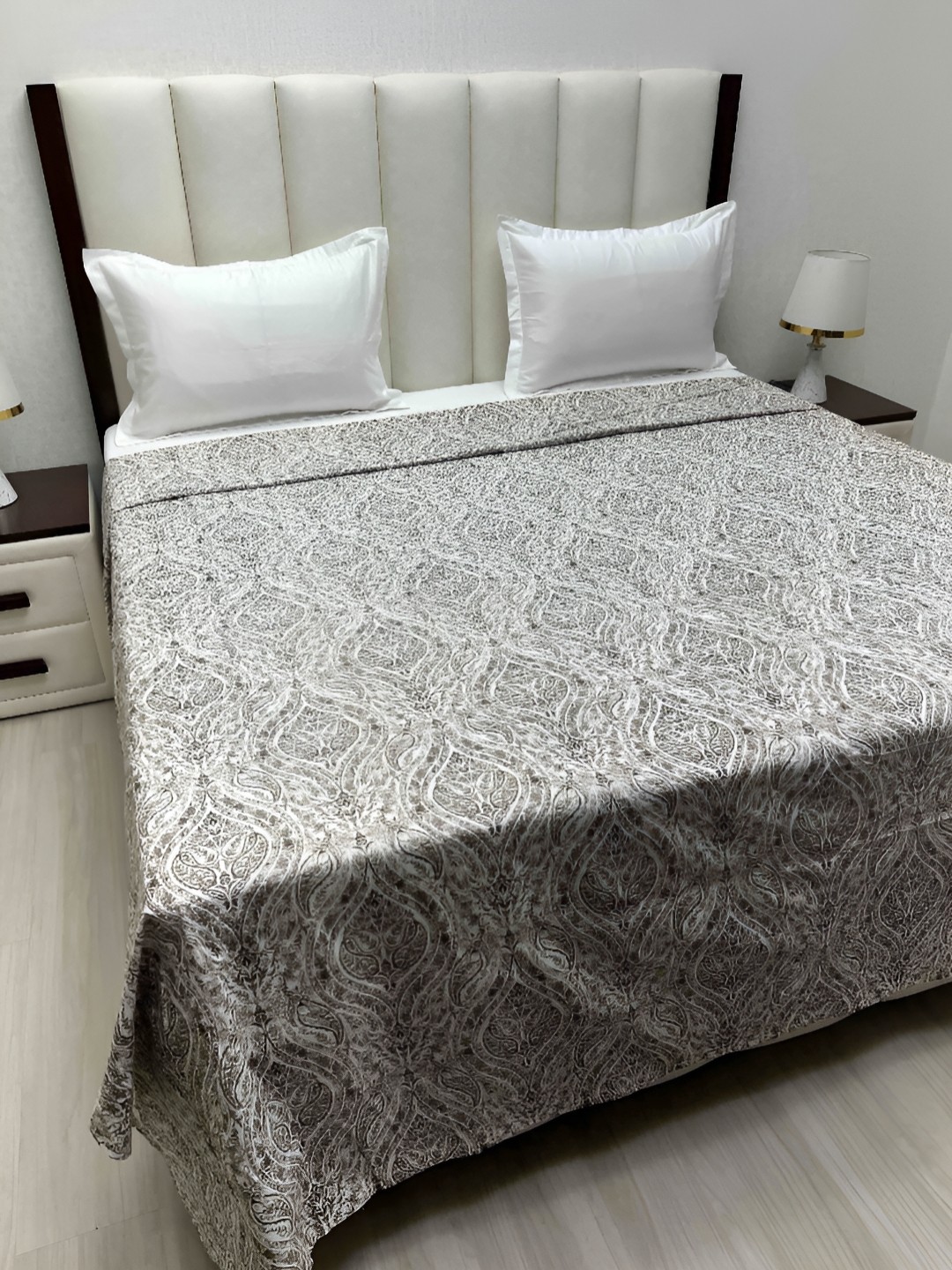 

Pure Decor Brown & White Printed Double King Duvet Cover