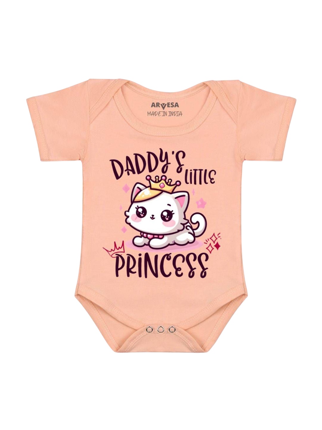 

Arvesa Daddy Little Princess Printed Romper, Peach