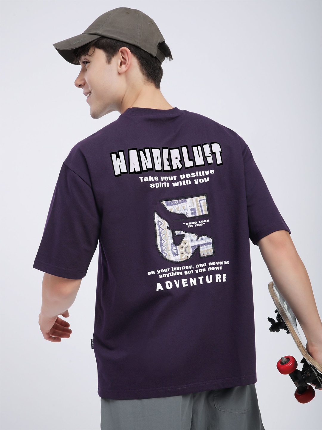

Beyoung Men Typography Printed Applique T-shirt, Violet