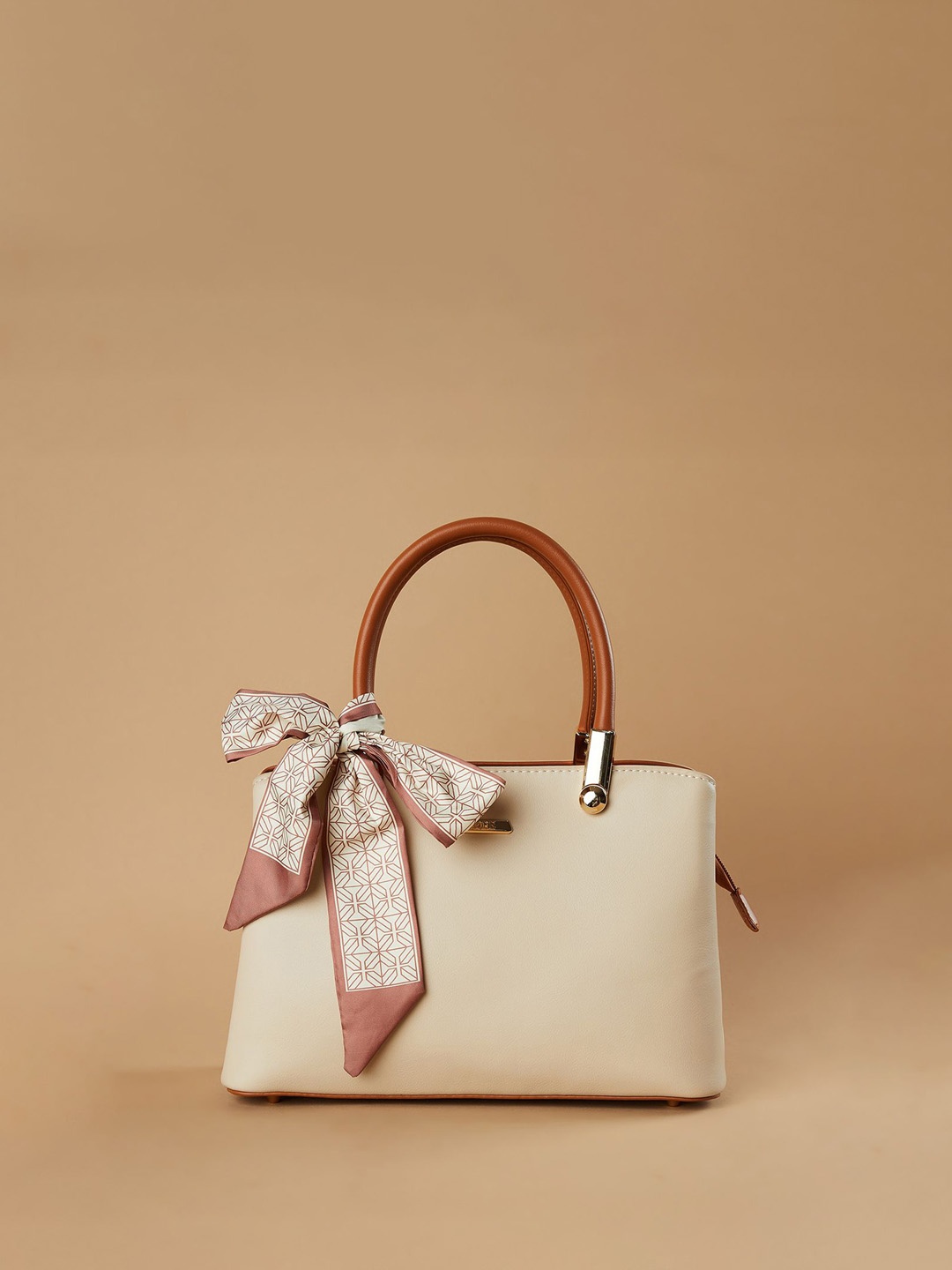 

CODE by Lifestyle PU Structured Handheld Bag with Bow Detail, Beige