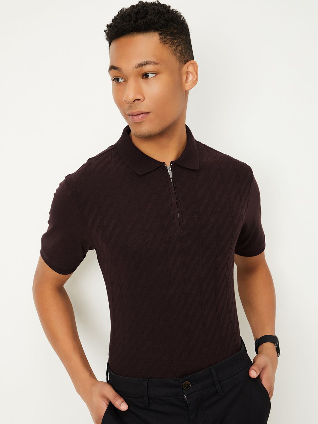 

max Men Polo Collar T-shirt, Purple