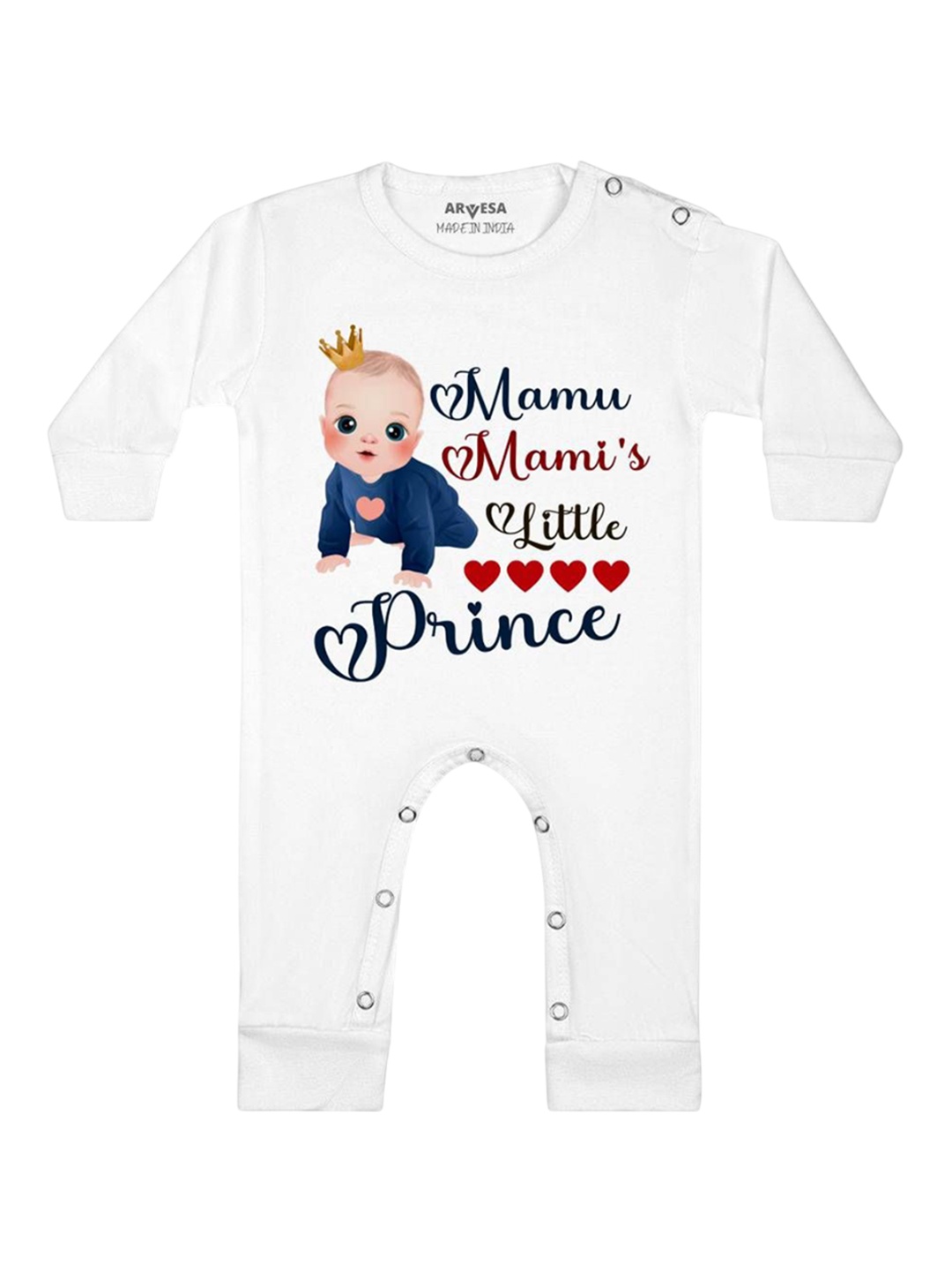 

Arvesa Kids Mamu Mami'S Little Prince Printed Baby Romper, White