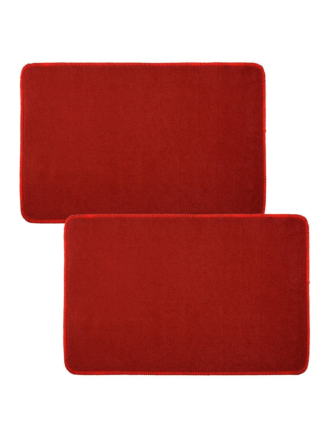 

Kuber Industries Red & Black 2 Pieces Woollen Entrance Door Mats
