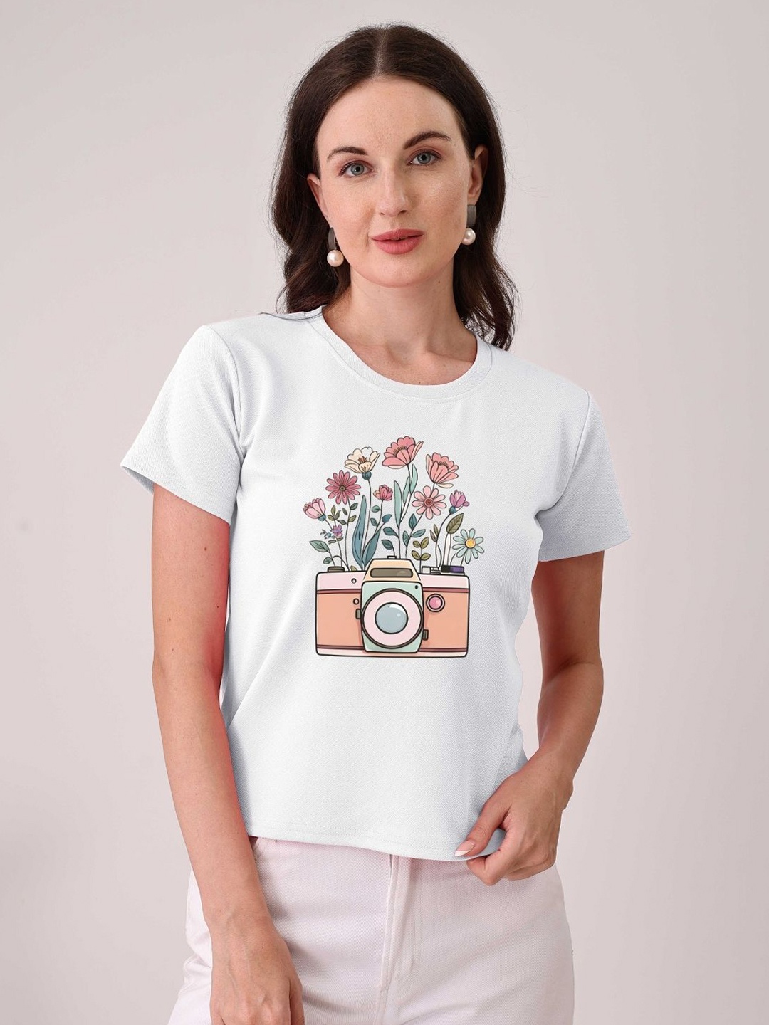 

Moda Rapido Women Graphic Printed Round Neck Cotton T-shirt, White