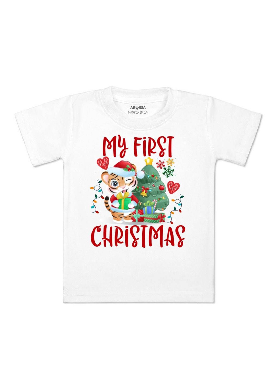 

Arvesa First Christmas Printed Kids Unisex T-shirt, White