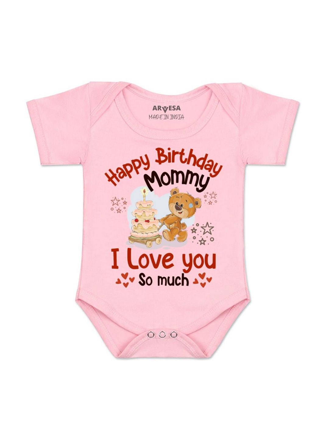 

Arvesa Happy Birthday Mummy. I Love You So Much. Printed Romper, Pink