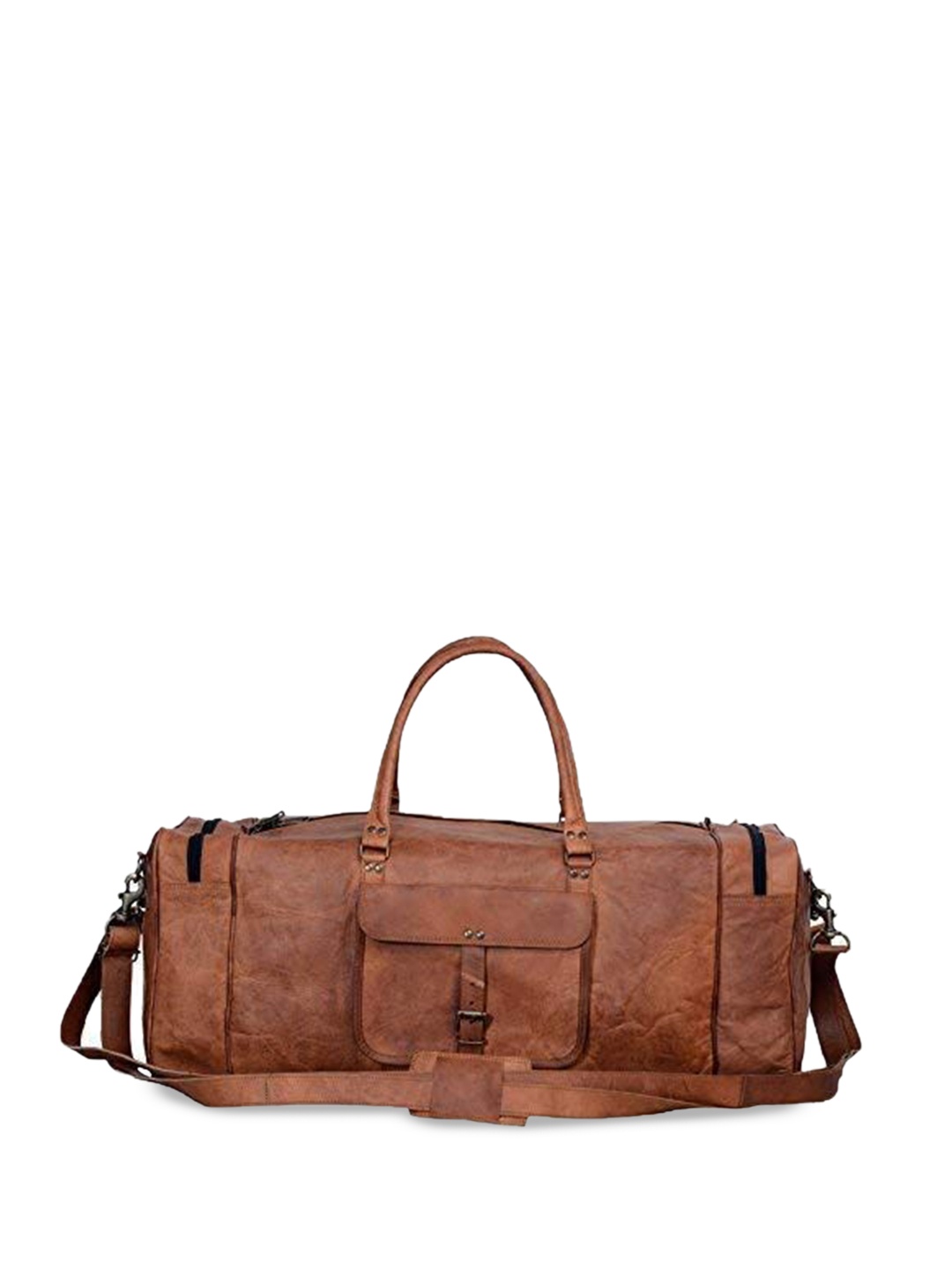 

PRANJALS HOUSE Medium Leather Gym Or Travel Duffle Bag, Brown